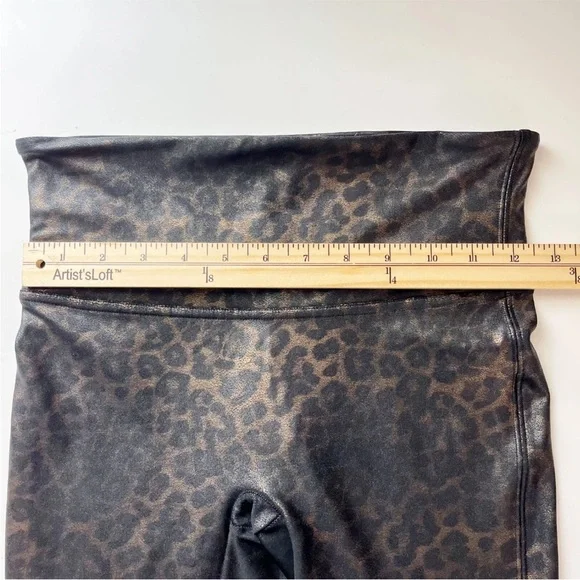 Spanx Metallic Leopard Print Leggings Brown & Black - Women's Size Medium - Picture 4 of 6
